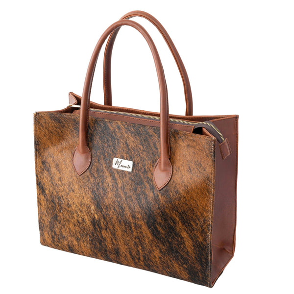 Bolsa Dama pelo Res vacuno  Elegante y Moderna Mod Texas (Café Atigrado)