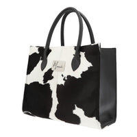 Bolsa Dama pelo Res vacuno no Nato Elegante y Moderna  Mod. Texas (Negro/Blanco)