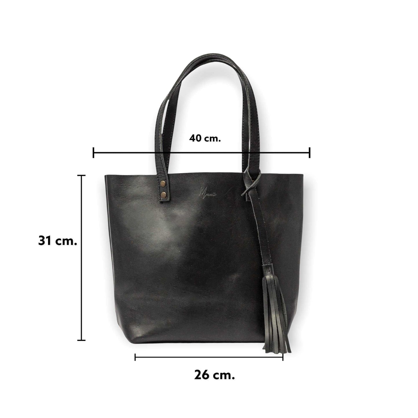 MOSVARTI Bolsa Dama Tote 100% Piel Con Cargador Magnético para smartphone (Pull up Negro) Mod. Praga