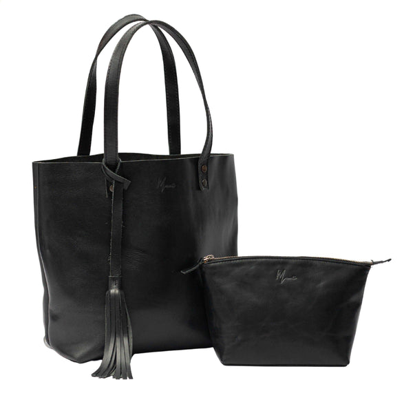 Bolsa Dama Tote 100% Piel Mod.  *Pull up Negro*  + 💄Cosmetiquera 👝 Gratis!!