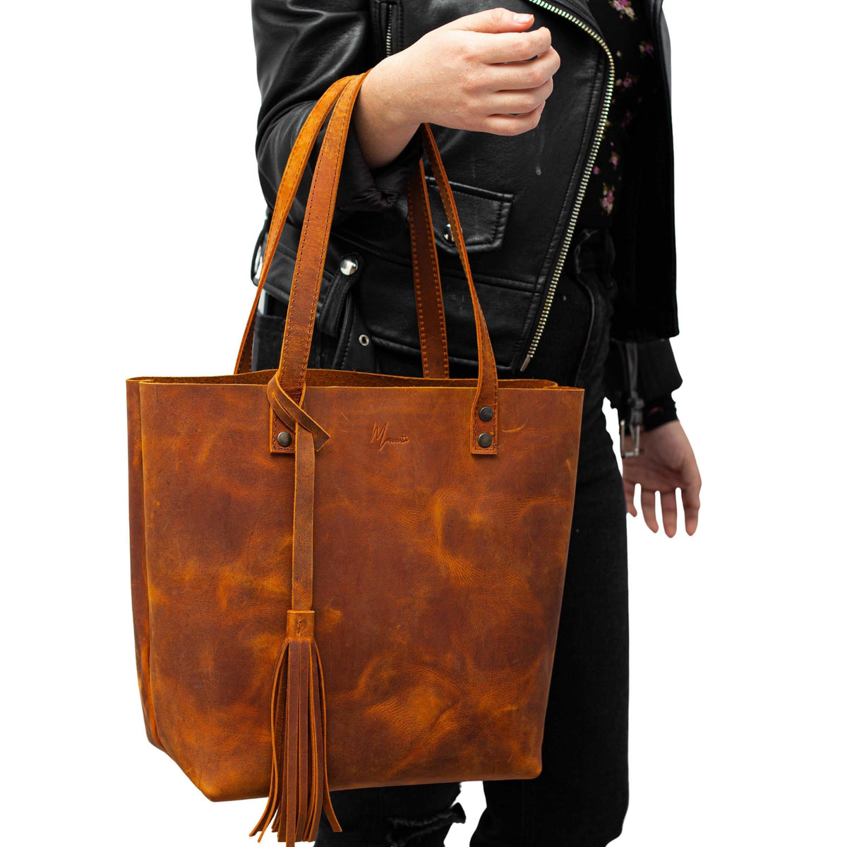 MOSVARTI Bolsa Dama Tote 100% Piel Mod. Praga  (Crazy Naranja)