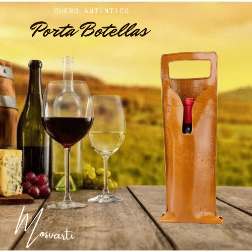 MOSVARTI Bolsa de vino de cuero Porta botella piel 100% Mod. (Cabernet) CRACK MIEL