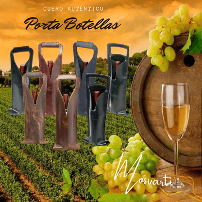 MOSVARTI Bolsa de vino de cuero Porta botella piel 100% Mod. (Cabernet) verde Esmeralda