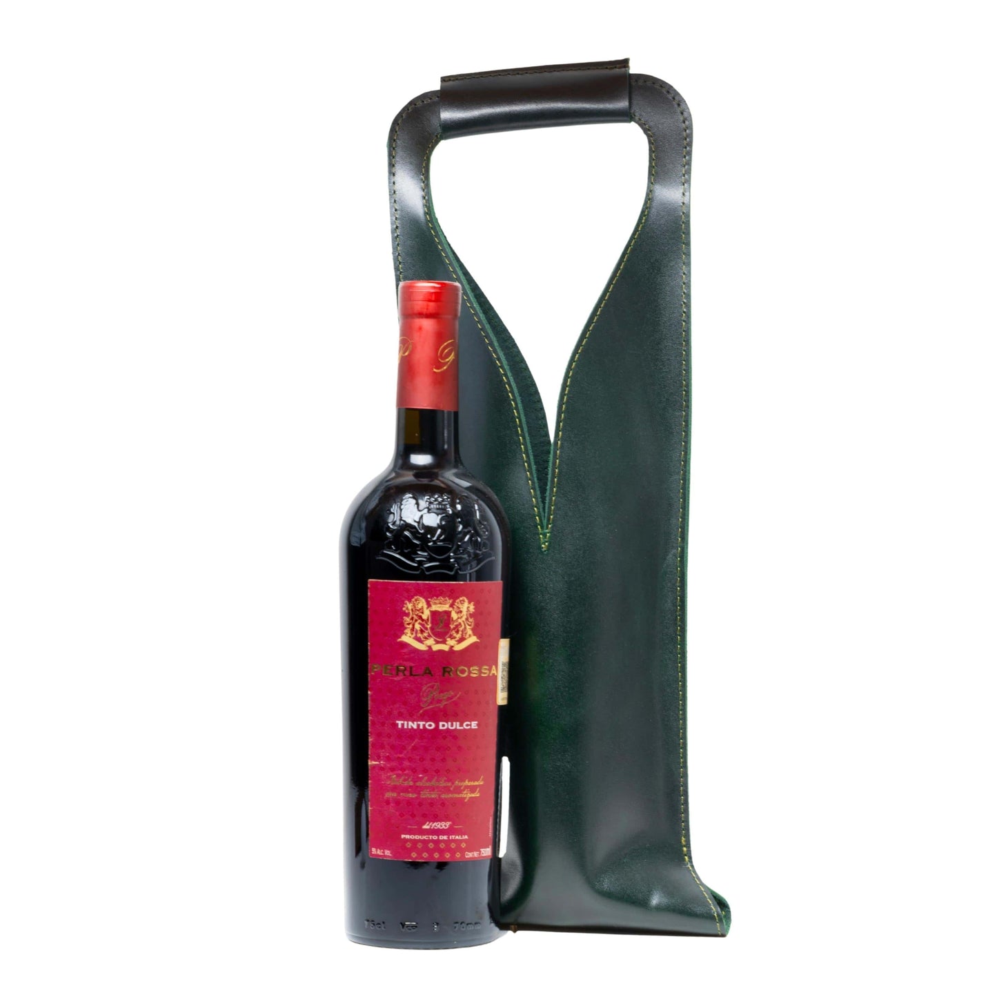 MOSVARTI Bolsa de vino de cuero Porta botella piel 100% Mod. (Merlot) verde Esmeralda