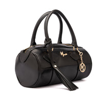 Bolso Dama Cilindrico 100% Piel Mod duffle Praga  *Pull up Negra*