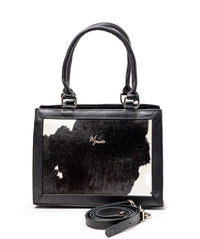 Bolso Bovino pelo Mod. Manhattan( Negro Blanco)