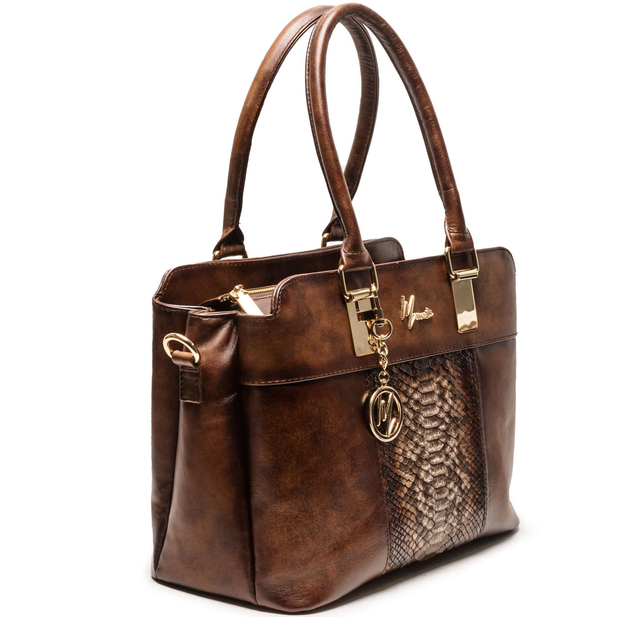 Bolso Mod Detroit color tabaco con aplic Pitón - mosvartimxBolso Mod Detroit color tabaco con aplic Pitón