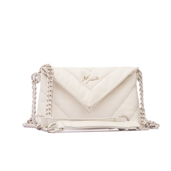 Bolso de hombro cross body Piel genuina acolchado tipo sobre Mod. Italia (Blanco)