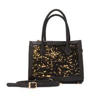 Bolso Estilo Birkin Bovino pelo Mod. Manhattan Pelo (Negro/Dorado)