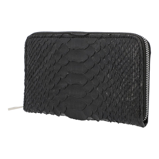 MOSVARTI Cartera para Dama en Piel Genuina de Pitón (Negro)