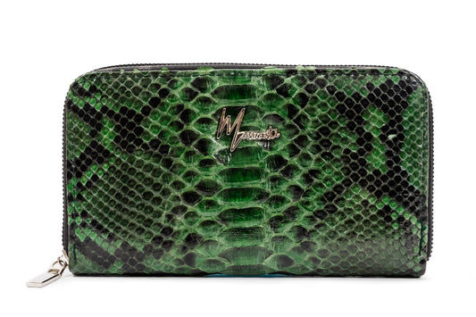 MOSVARTI Cartera para Dama en Piel Genuina de 🐍 (Verde)