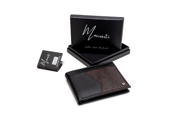 Cartera caballero mod Colombia Tiburón café cuerpo Negro