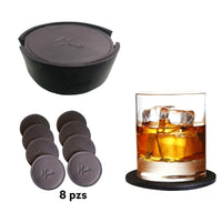 Juego De 8 Porta Vasos 100% Cuero Artesanales (Negro)