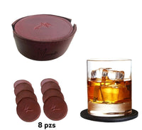 Juego De 8 Porta Vasos 100% Cuero Artesanales (Shedron)