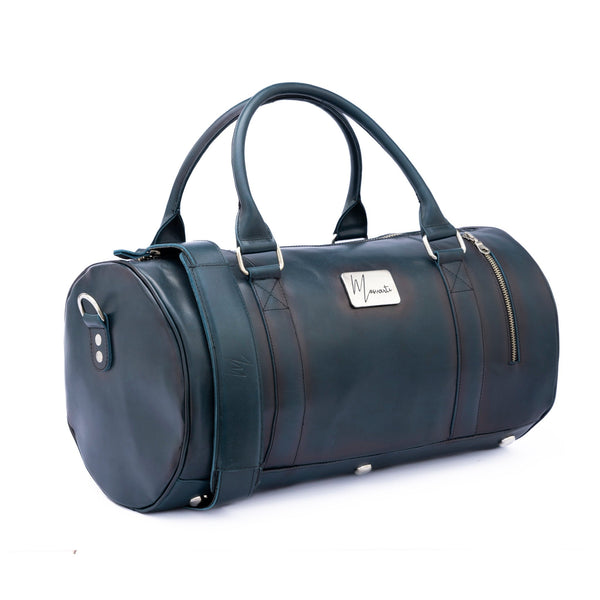 Maleta Piel Genuina Mod. Duffle London Gym (Pull up Azul)
