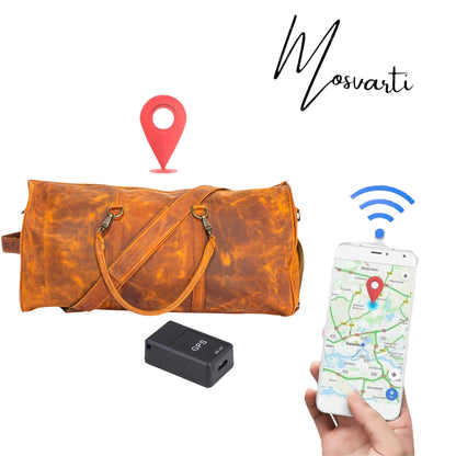 MOSVARTI Maletas Maleta Piel Genuina con Gps mod. New York Duffle (Crazy Naranja)