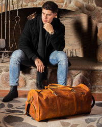 Maleta Piel Genuina con Gps mod. New York Duffle (Crazy Naranja)