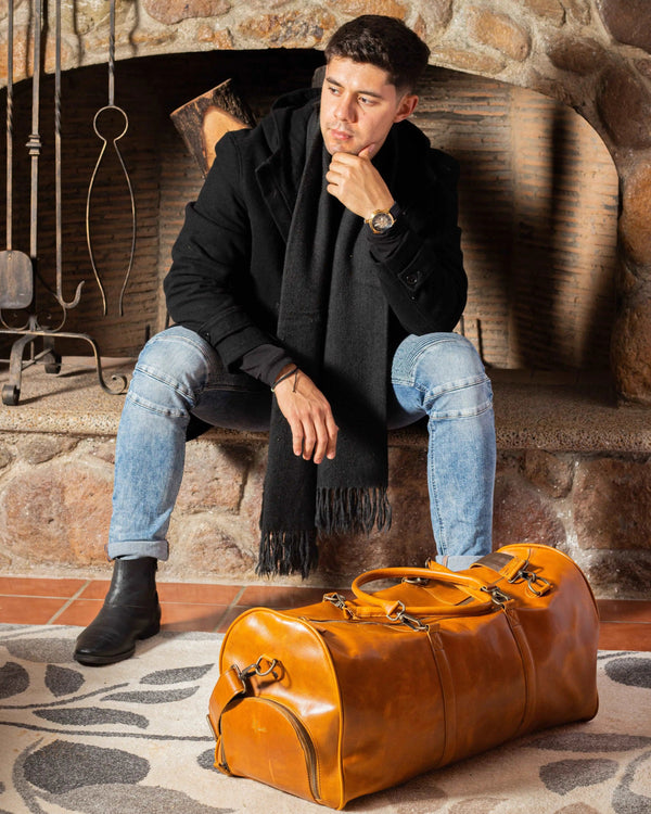 Maleta Piel Genuina con Gps mod. New York Duffle (KARK AMARILLO)