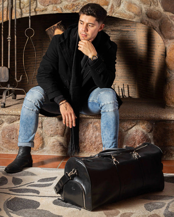 Maleta Piel Genuina con Gps mod. New York Duffle GRANDE (NEGRA)