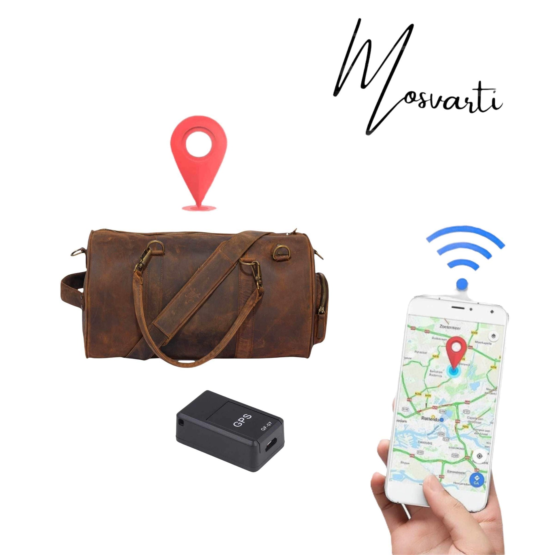 MOSVARTI Maletas Maleta Piel Genuina con Gps mod. New York Jr. Duffle (Crazy Café)