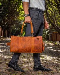 Maleta Piel Genuina con Gps mod. New York Jr. Duffle (Crazy Naranja)