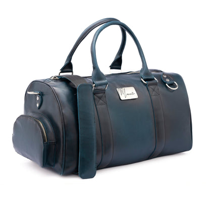 MOSVARTI Maletas Maleta Piel Genuina con Gps mod. New York Jr. Duffle (Crazy Pull azul)