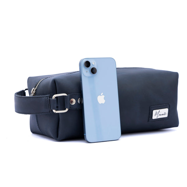 Neceser Sobaquera Piel Genuina Caballero Mod. Estocolmo  (Crazy Azul)