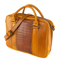 Portafolio 100% Cuero Mod. Holmes ( Frente cocodrilo Genuino Miel)