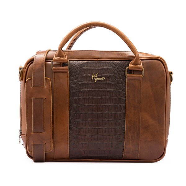 Portafolio 100% Cuero Mod. Holmes ( Frente cocodrilo Genuino ROBLE  )