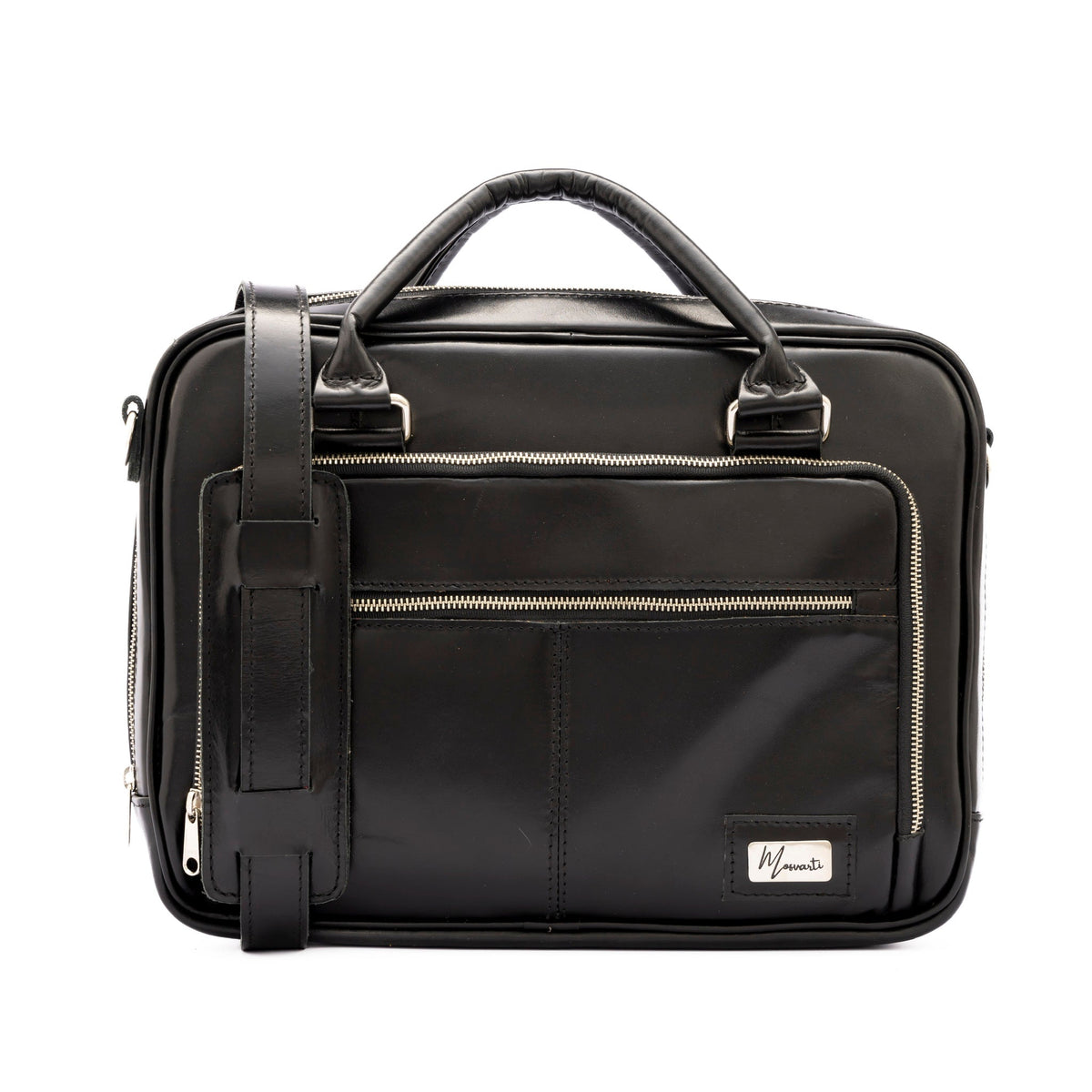 MOSVARTI Portafolio 100% Cuero Mod. Holmes ( Pull up Negro)