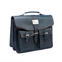 Portafolio 100% Cuero Mod. Messenger ( Pull up Azul)
