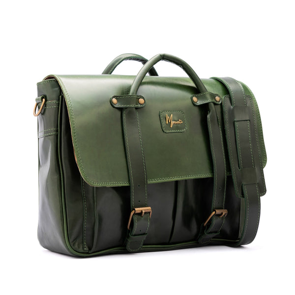 Portafolio Cuero Bovino Mod. Beijin ( Pull up Verde)